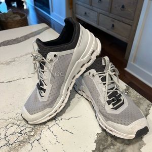 On-Cloudultra Shoes Women 8.5 Glacier Frost (Gray & White), Great Used Condition